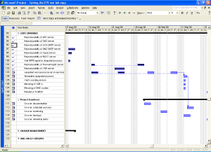A screenshot of MS Project