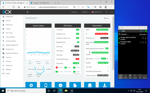 the admin panel and phone app