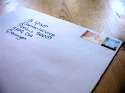 An envelope lying on a table.