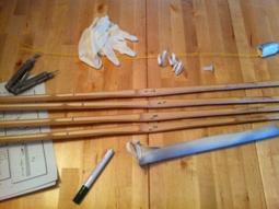 A shinai in pieces