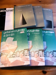 Seven math books.